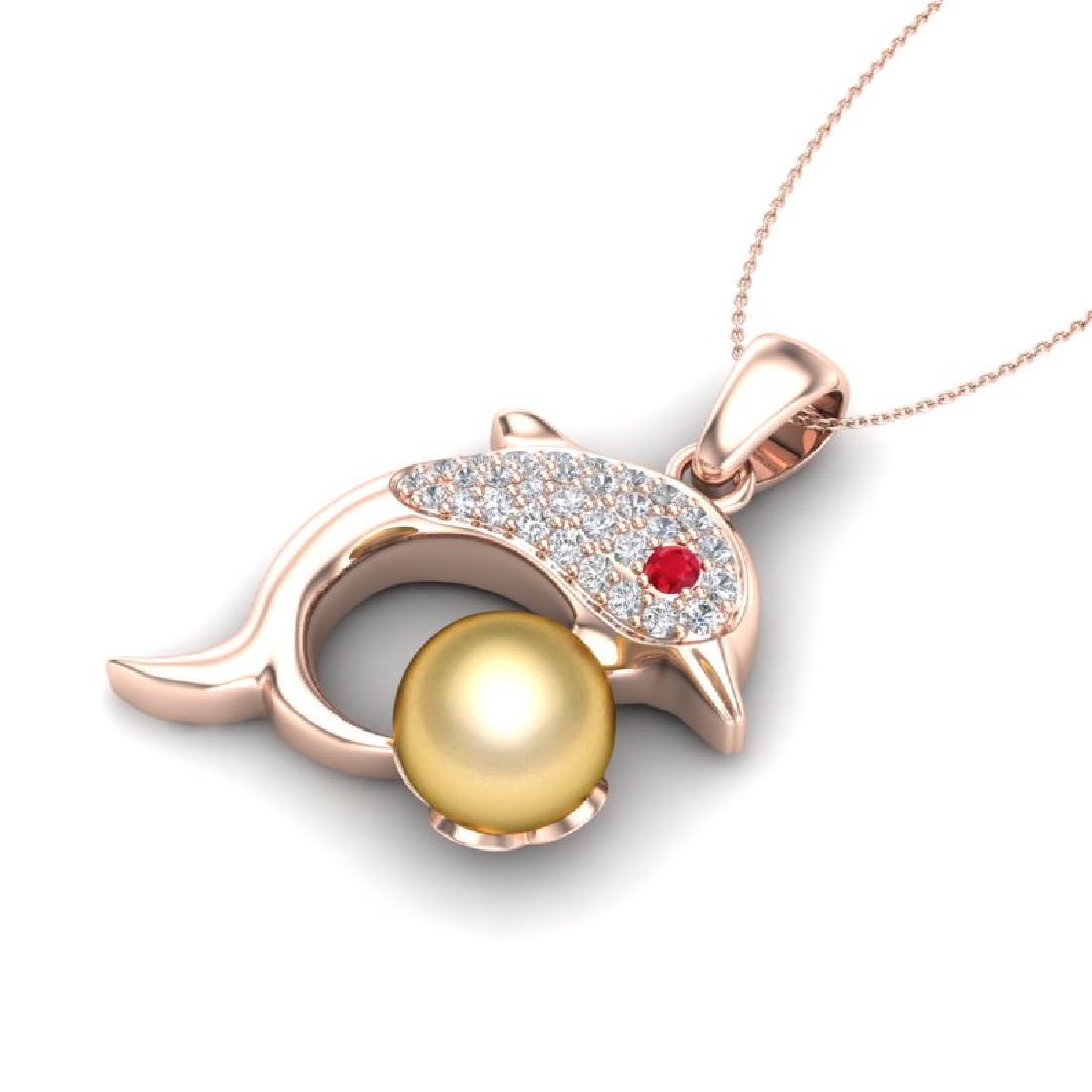 0.65 CTW VS/SI Diamond & Golden Pearl Dolphin Necklace: REF-66M4H -22651 ---- 0.65 CTW VS/SI Diamond & Golden Pearl Dolphin Necklace 14K Rose Gold ---- Luxury Designer Brand Necklace Appraised at $4,750 Certificate Number US22651 14k Rose gold, Necklace Si