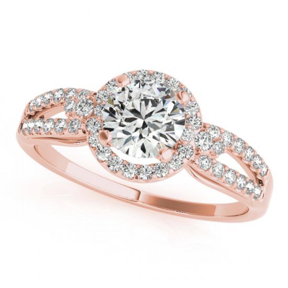 1.25 CTW Certified VS/SI Diamond Solitaire Halo Ring: REF-291N8Y -24657 ---- 1.25 CTW Certified VS/SI Diamond Solitaire Halo Ring 14K Rose Gold ---- Luxury Designer Brand Ring Appraised at $17,500 Certificate Number US24657 14k Rose gold, Ring Size is 7,