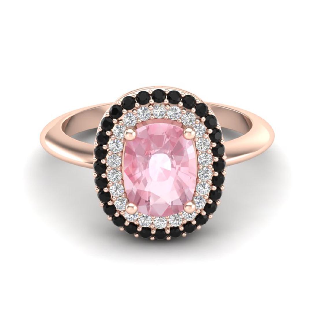 2.50 CTW Morganite With Black & Micro VS/SI Diamond: REF-79T6M -20734 ---- 2.50 CTW Morganite With Black & Micro VS/SI Diamond Ring Halo 14K Rose Gold ---- Luxury Designer Brand Ring Appraised at $5,250 Certificate Number US20734 14k Rose gold, Ring Siz