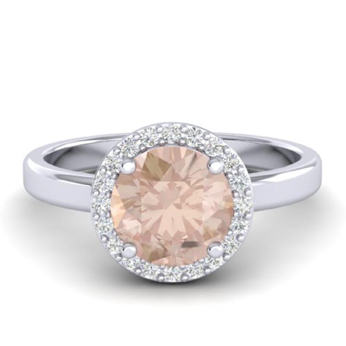 1.50 CTW Morganite & Halo VS/SI Diamond Ring 18K Gold -: REF-60K5W - SKU:21634 ---- 1.50 CTW Morganite & Halo VS/SI Diamond Micro Ring 18K Gold PELAMOR Designer Brand Luxury Jewelry, made in the USA PELAMOR Suggested Retail Price: $4,000 Factory offers perf