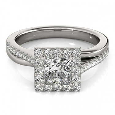 1.25 ctw VS/SI Princess Diamond Halo Ring 14K White