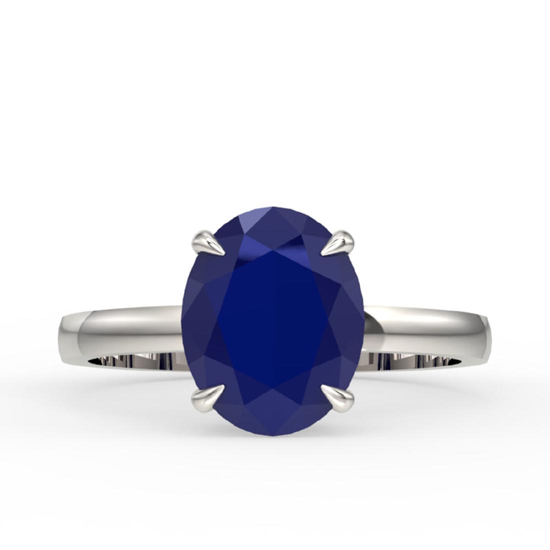 3.50 ctw Sapphire Solitaire Ring 18K White Gold -: REF-36Y9X - SKU:22080 ---- 3.50 ctw Sapphire Solitaire Ring 18K White Gold Designer Brand Luxury Jewelry, made in the USA Suggested Retail Price: $2,250 Factory offers perfect factory sizing, for all 