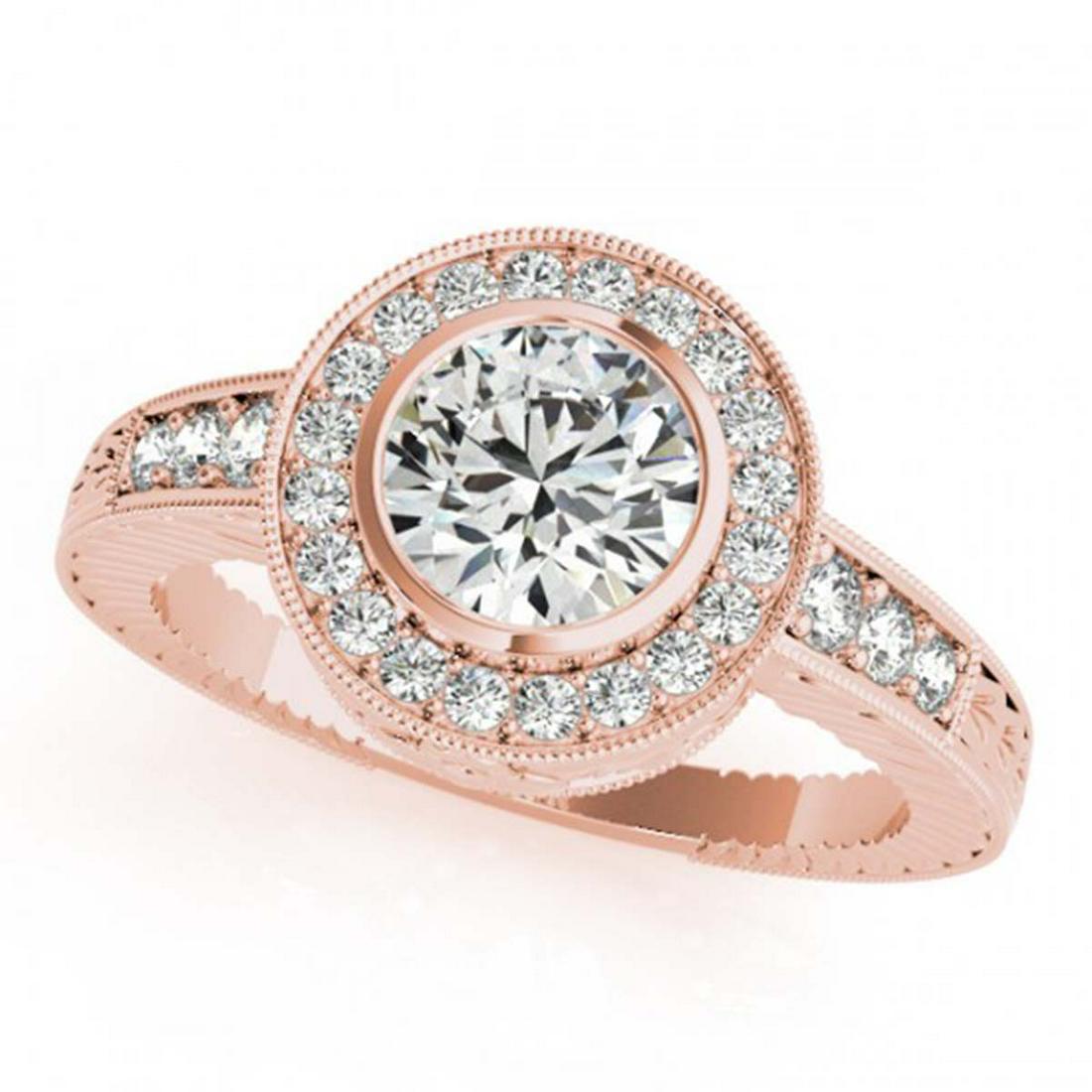 2 ctw VS/SI Diamond Solitaire Halo Ring 14K Rose Gold -: REF-503V9Y - SKU:24504 ---- 2 ctw VS/SI Diamond Solitaire Halo Ring 14K Rose Gold Designer Brand Luxury Jewelry, made in the USA Suggested Retail Price: $29,550 Factory offers perfect factory sizing, 