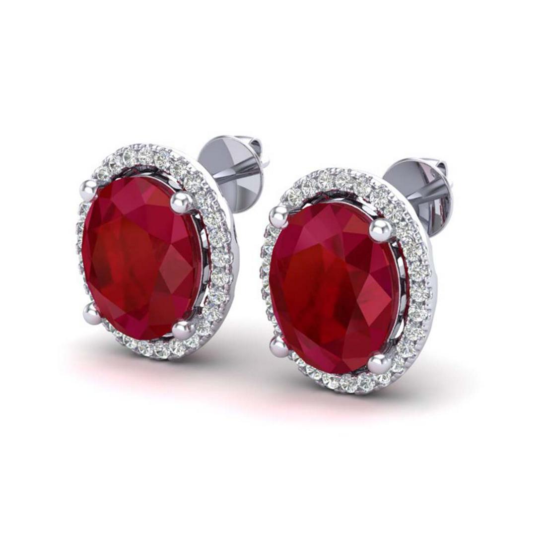 For Auction 6 Ctw Ruby Vs Si Diamond Earrings 18k White Gold