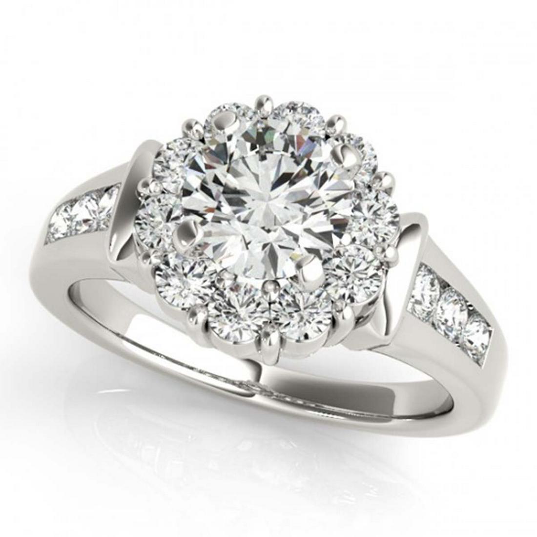 1.35 ctw VS/SI Diamond Solitaire Halo Ring 14K White: REF-110X2R - SKU:24776 ---- 1.35 ctw VS/SI Diamond Solitaire Halo Ring 14K White Gold Designer Brand Luxury Jewelry, made in the USA Suggested Retail Price: $7,250 Factory offers perfect factory sizin