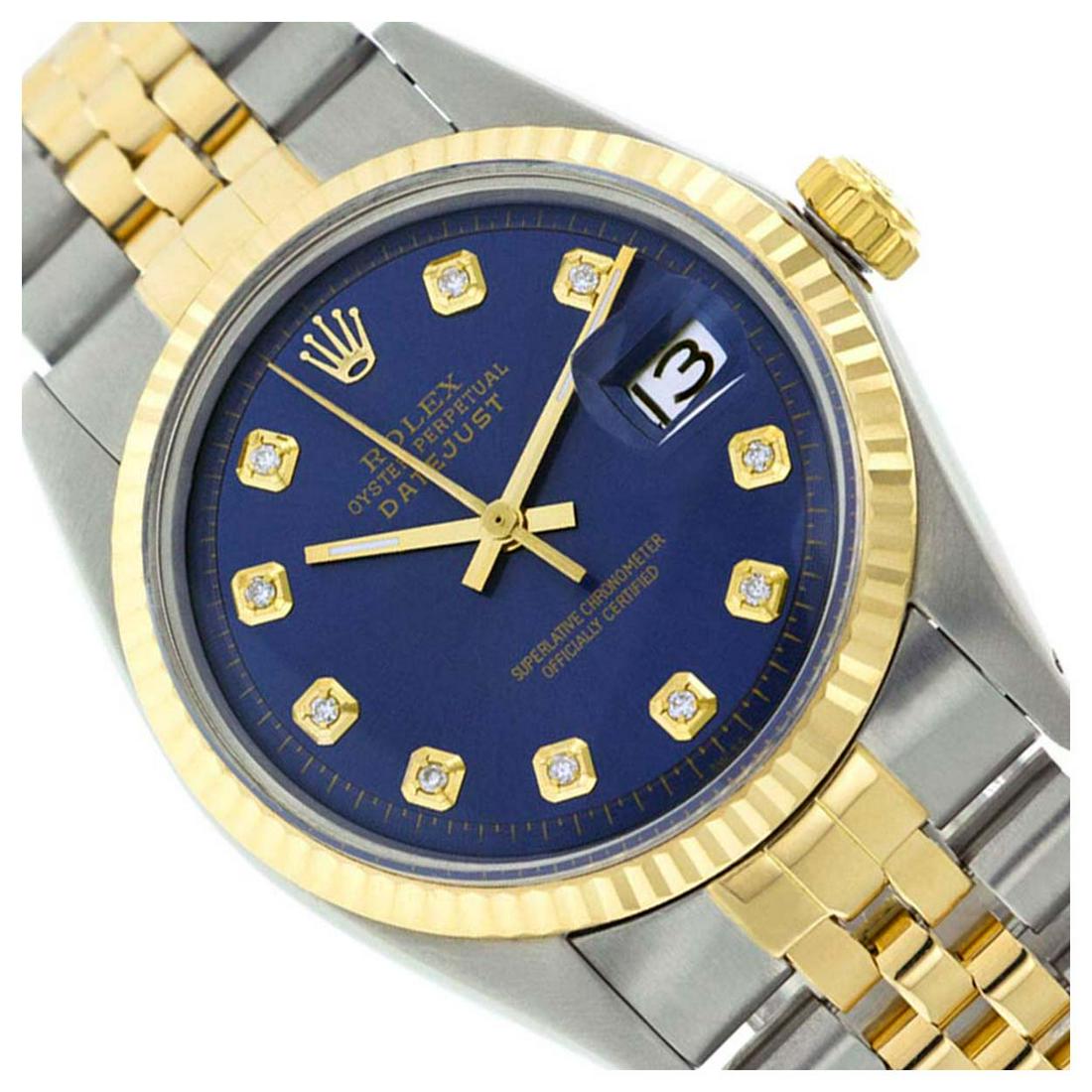 Rolex Men's Two Tone 14K Gold/SS, QuickSet, Diamond: REF-431K5T ---- Rolex Men's Two Tone 14K Gold/ss, QuickSet, Diamond Dial with Fluted Bezel This watch is in Excellent Condition. Newly serviced & Polished to Factory specifications. Prepetual, Self-Wi