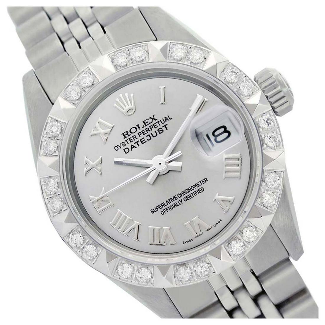 Rolex Men's Stainless Steel, QuickSet, Roman Dial with: REF-509Y7X ---- Rolex Men's Stainless Steel, QuickSet, Roman Dial with Pyrimid Diam Bezel This watch is in Excellent Condition. Newly serviced & Polished to Factory specifications. Prepetual, Self-Win