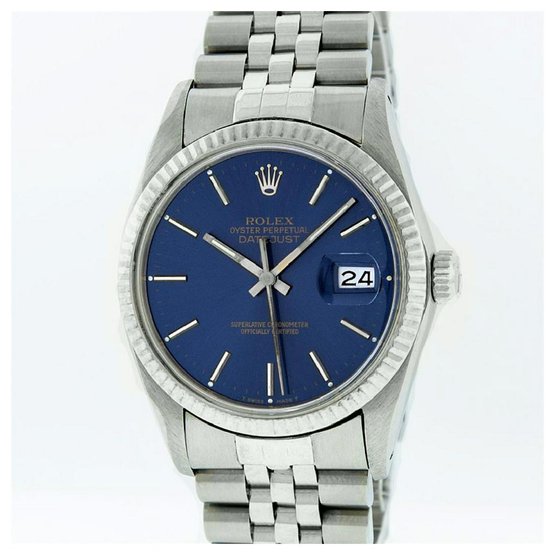 Rolex Men's Stainless Steel, QuickSet, Index Bar Dial,: REF-407N4A ---- Rolex Men's Stainless Steel, QuickSet, Index Bar Dial, with Fluted Bezel This watch is in Excellent Condition. Newly serviced & Polished to Factory specifications. Prepetual, Self-Wind