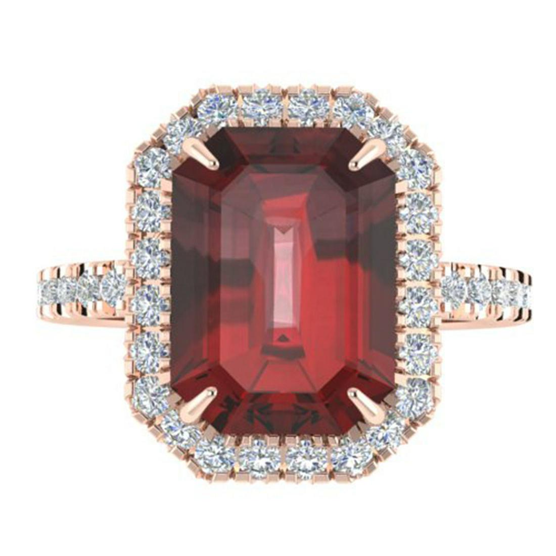6.03 ctw Garnet And VS/SI Diamond Ring 14K Rose Gold -: REF-52M4F - SKU:21427 ---- 6.03 ctw Garnet And VS/SI Diamond Ring 14K Rose Gold Designer Brand Luxury Jewelry, made in the USA Suggested Retail Price: $3,450 Factory offers perfect factory sizing, for