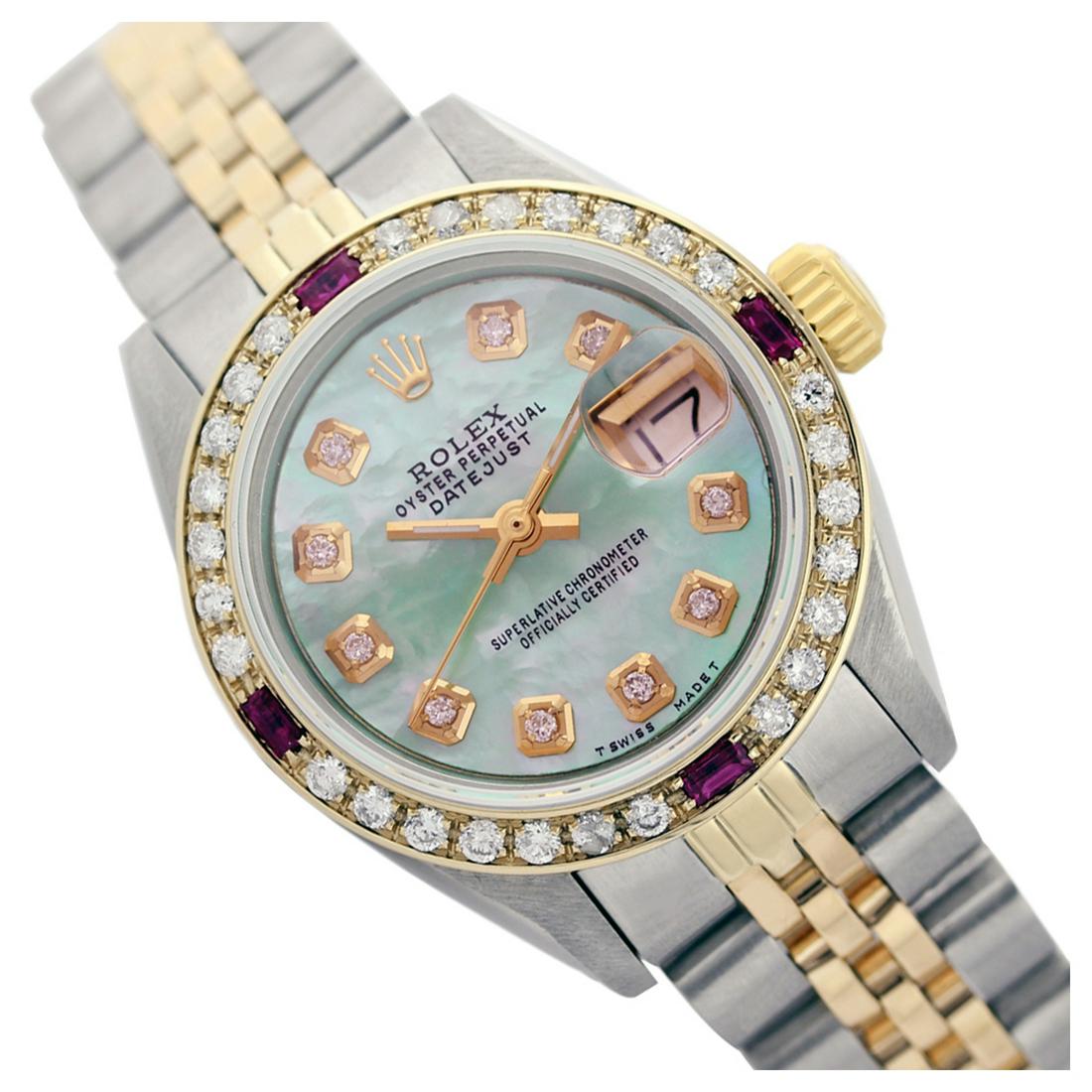Rolex Men's Two Tone 14K Gold/SS, QuickSet, Diam Dial &: REF-569K5T ---- Rolex Men's Two Tone 14K Gold/ss, QuickSet, Diam Dial & Diam/Ruby Bezel This watch is in Excellent Condition. Newly serviced & Polished to Factory specifications. Prepetual, Self-Windi