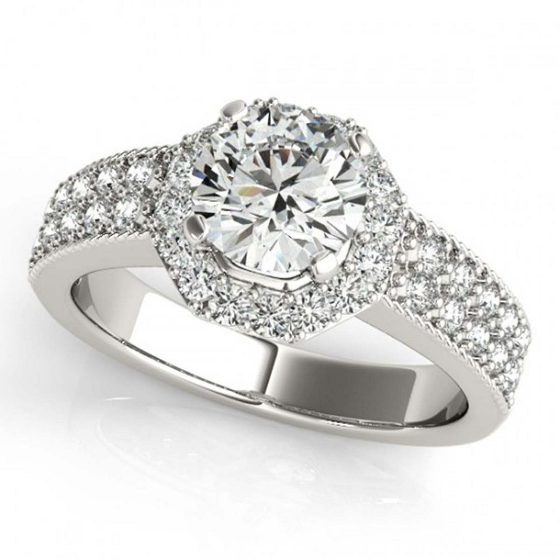 0.90 ctw VS/SI Diamond Solitaire Halo Ring 14K White: REF-95N4A - SKU:24917 ---- 0.90 ctw VS/SI Diamond Solitaire Halo Ring 14K White Gold Designer Brand Luxury Jewelry, made in the USA Suggested Retail Price: $5,600 Factory offers perfect factory sizing