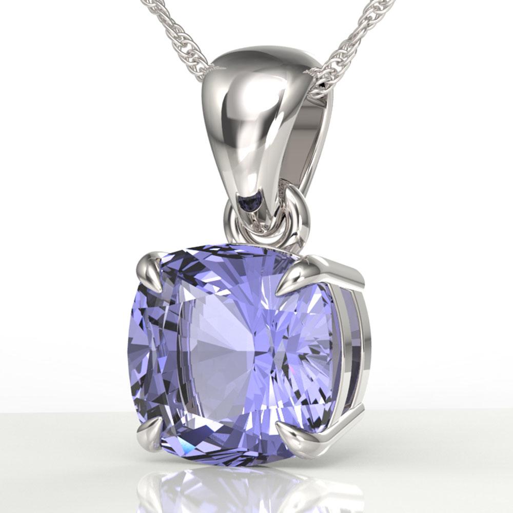 2 ctw Cushion Cut Tanzanite Designer Necklace 18k White: REF-34N3F - SKU: 21963 ---- 2 ctw Cushion Cut Tanzanite Designer Necklace 18k White Gold Designer Brand Luxury Jewelry, made in the USA Suggested Retail Price: $3,250 Factory offers perfect factory si
