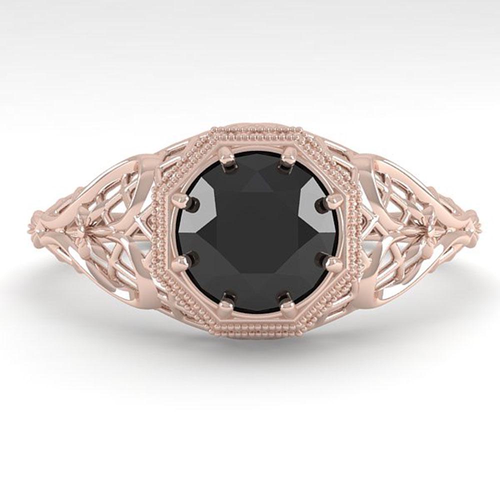 1.0 ctw Black Certified Diamond Ring Art Deco 14k Rose: REF-35F2M - SKU: 29828 ---- 1.0 ctw Black Certified Diamond Ring Art Deco 14k Rose Gold Designer Brand Luxury Jewelry, made in the USA Suggested Retail Price: $2,850 Factory offers perfect factory siz