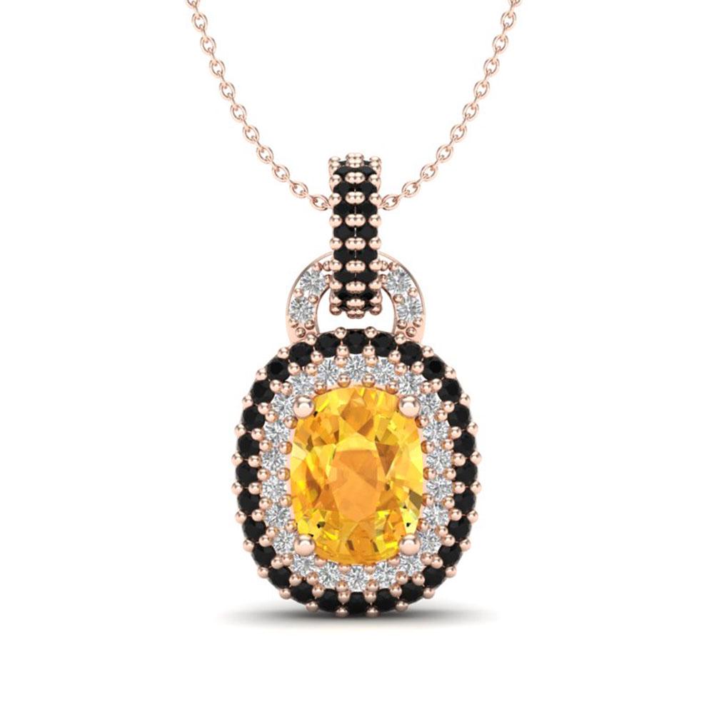 2.50 ctw Citrine With Black Micro Diamond Necklace 14k: REF-52G8W - SKU: 20423 ---- 2.50 ctw Citrine With Black Micro Diamond Necklace 14k Rose Gold Designer Brand Luxury Jewelry, made in the USA Suggested Retail Price: $4,500 Factory offers perfect factor