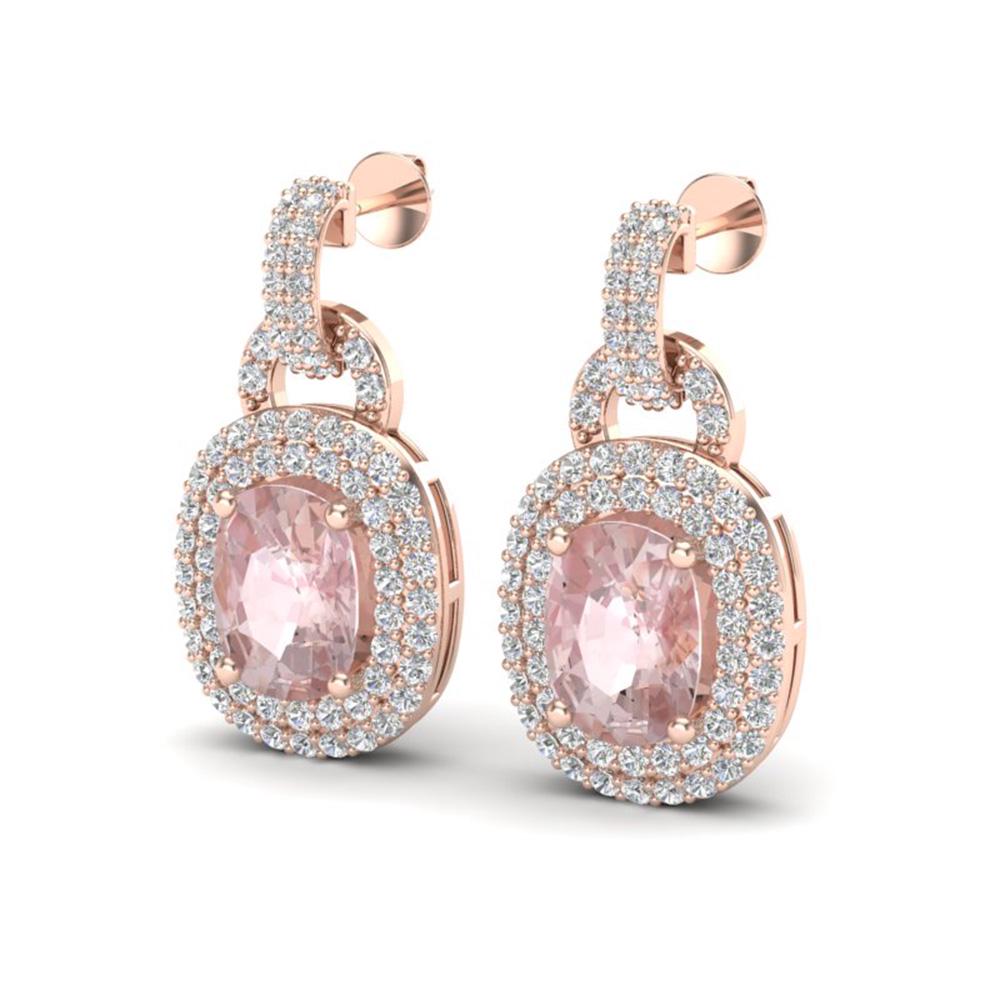 5 ctw Morganite & Black Micro VS/SI Diamond EARRINING: REF-170A9N - SKU: 20150 ---- 5 ctw Morganite & Black Micro VS/SI Diamond EARRINING 14k Rose Gold Designer Brand Luxury Jewelry, made in the USA Suggested Retail Price: $12,200 Factory offers perfect f