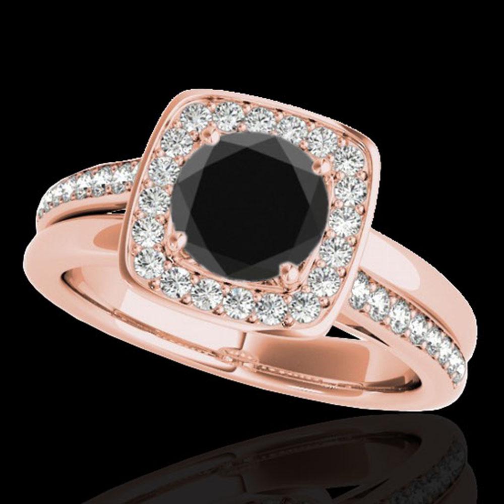 1.33 ctw Certified VS Black Diamond Solitaire Halo Ring: REF-53H2R - SKU: 34154 ---- 1.33 ctw Certified VS Black Diamond Solitaire Halo Ring 10k Rose Gold Designer Brand Luxury Jewelry, made in the USA Suggested Retail Price: $4,300 Factory offers perfect f
