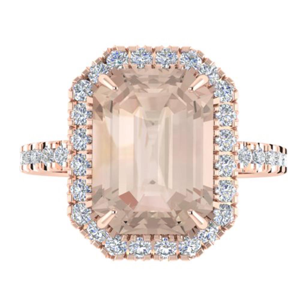 4.50 ctw Morganite & Micro Pave VS/SI Diamond Ring 14k: REF-91N6F - SKU: 21430 ---- 4.50 ctw Morganite & Micro Pave VS/SI Diamond Ring 14k Rose Gold Designer Brand Luxury Jewelry, made in the USA Suggested Retail Price: $6,550 Factory offers perfect factor