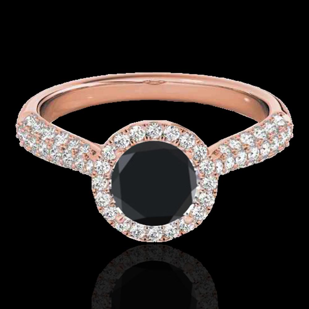 1.40 ctw Certified VS Black Diamond Solitaire Halo Ring: REF-50R5K - SKU: 33302 ---- 1.40 ctw Certified VS Black Diamond Solitaire Halo Ring 10k Rose Gold Designer Brand Luxury Jewelry, made in the USA Suggested Retail Price: $4,050 Factory offers perfect f