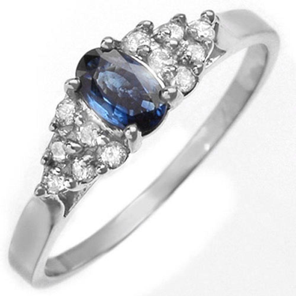 0.74 ctw Blue Sapphire & Diamond Ring 18k White Gold -: REF-20F5M - SKU: 10012 ---- 0.74 ctw Blue Sapphire & Diamond Ring 18k White Gold Designer Brand Luxury Jewelry, made in the USA Suggested Retail Price: $1,650 Factory offers perfect factory sizing, fo