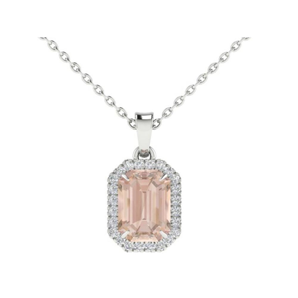 2.70 ctw Morganite & Micro Pave Diamond Necklace 18k: REF-83W3H - SKU: 21364 ---- 2.70 ctw Morganite & Micro Pave Diamond Necklace 18k White Gold Designer Brand Luxury Jewelry, made in the USA Suggested Retail Price: $5,500 Factory offers perfect factory