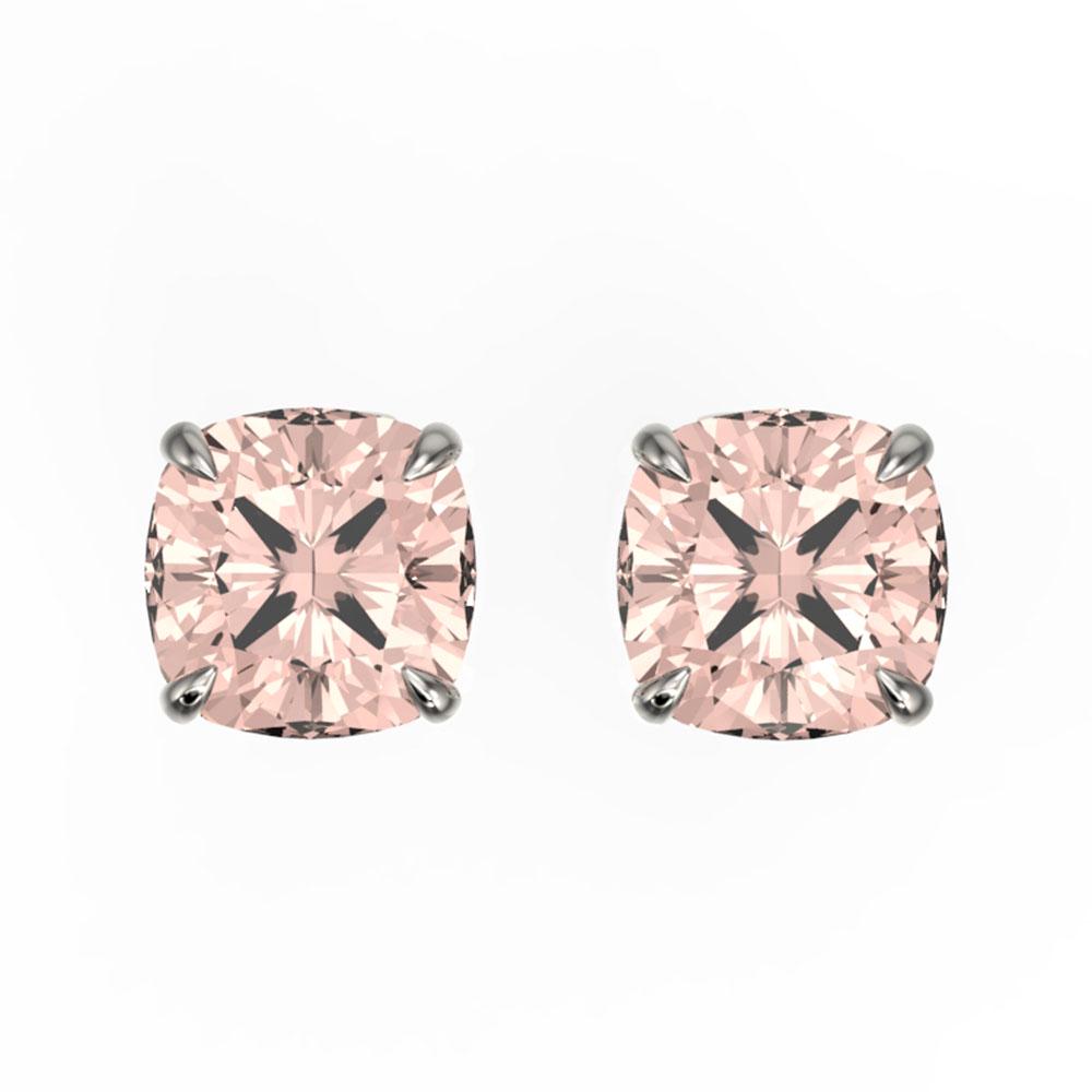 3 ctw Cushion Cut Morganite Stud Earrings 18k White: REF-40W9H - SKU: 21752 ---- 3 ctw Cushion Cut Morganite Stud Earrings 18k White Gold Designer Brand Luxury Jewelry, made in the USA Suggested Retail Price: $3,500 Factory offers perfect factory sizing