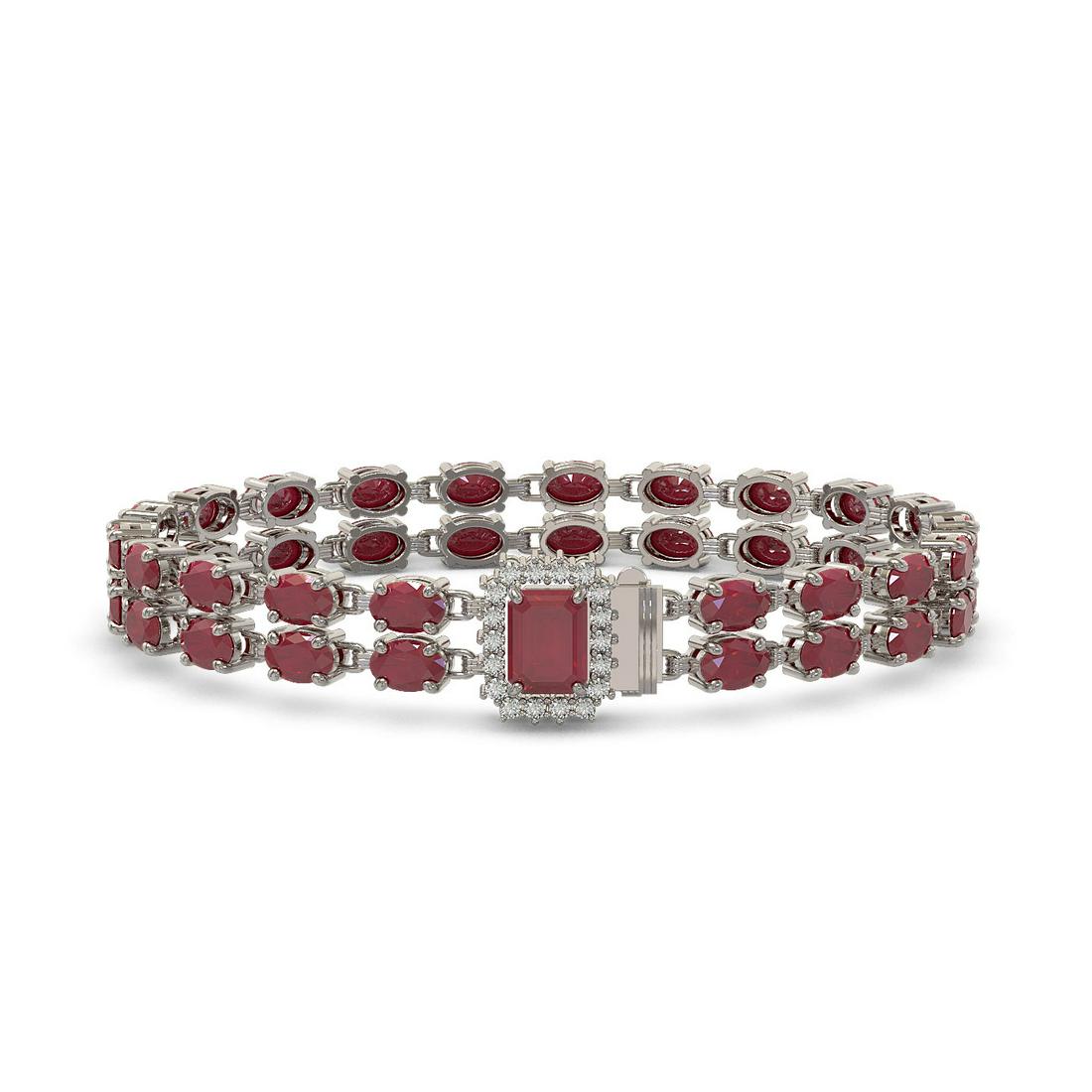 19.07 ctw Ruby & Diamond Bracelet 14K White Gold -: REF-236K4Y - SKU: 45710 ---- 19.07 ctw Ruby & Diamond Bracelet 14K White Gold Designer Brand Luxury Jewelry, made in the USA Suggested Retail Price: $13,000 Factory offers perfect factory sizing, for 