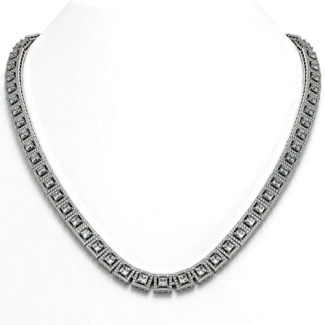 24.4 ctw Princess Cut Diamond Micro Pave Necklace 18K: REF-2083K2Y - SKU: 42902 ---- 24.4 ctw Princess Cut Diamond Micro Pave Necklace 18K White Gold Designer Brand Luxury Jewelry, made in the USA Suggested Retail Price: $137,500 Factory offers perfect fa