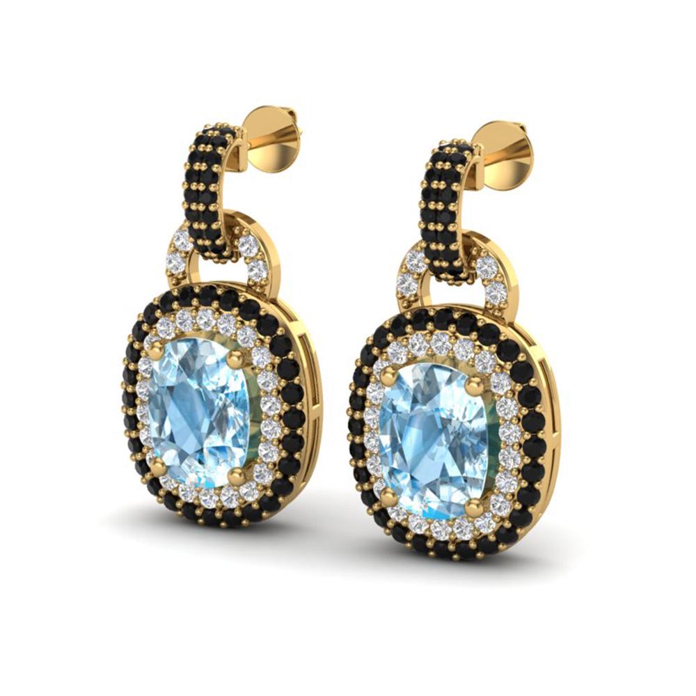 5 ctw Sky Blue Topaz With Black & White Diamond: REF-150M2G - SKU: 20130 ---- 5 ctw Sky Blue Topaz With Black & White Diamond Earrings 14k Yellow Gold Designer Brand Luxury Jewelry, made in the USA Suggested Retail Price: $10,750 Factory offers perf