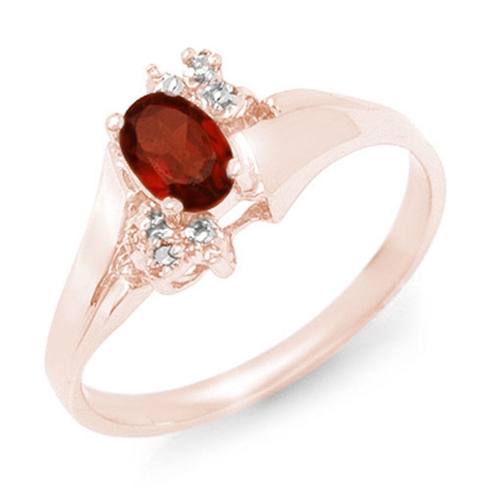 0.52 ctw Garnet & Diamond Ring 10k Rose Gold -: REF-11Y2X - SKU: 12368 ---- 0.52 ctw Garnet & Diamond Ring 10k Rose Gold Designer Brand Luxury Jewelry, made in the USA Suggested Retail Price: $900 Factory offers perfect factory sizing, for all ring
