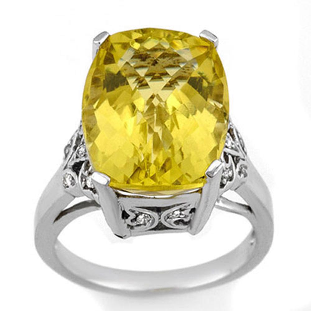 12.20 ctw Lemon Topaz & Diamond Ring 14k White Gold -: REF-46F8M - SKU: 10509 ---- 12.20 ctw Lemon Topaz & Diamond Ring 14k White Gold Designer Brand Luxury Jewelry, made in the USA Suggested Retail Price: $4,650 Factory offers perfect factory sizing, for