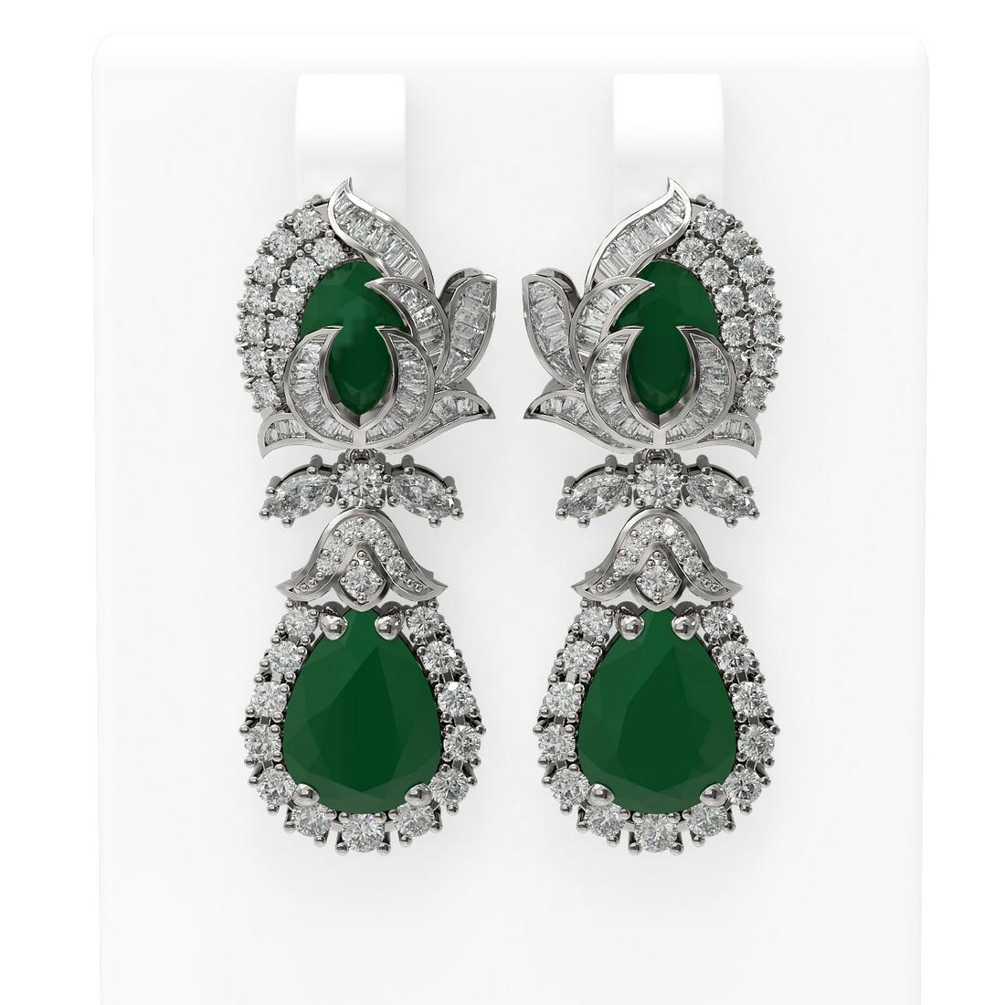 14.63 ctw Emerald & Diamond Earrings 18K White Gold -: REF-481A8N - SKU: 55298 ---- 14.63 ctw Emerald & Diamond Earrings 18K White Gold Designer Brand Luxury Jewelry, made in the USA Suggested Retail Price: $21,200 Factory offers perfect factory sizing, f