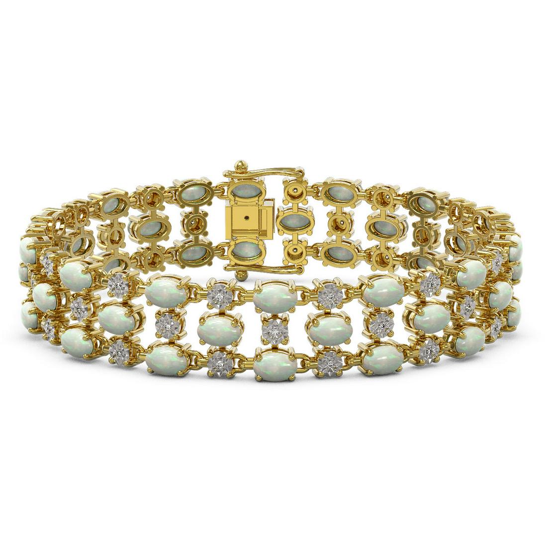 14.15 ctw Opal & Diamond Bracelet 10K Yellow Gold -: REF-247Y3X - SKU: 40917 ---- 14.15 ctw Opal & Diamond Bracelet 10K Yellow Gold Designer Brand Luxury Jewelry, made in the USA Suggested Retail Price: $10,900 Factory offers perfect factory sizing, for