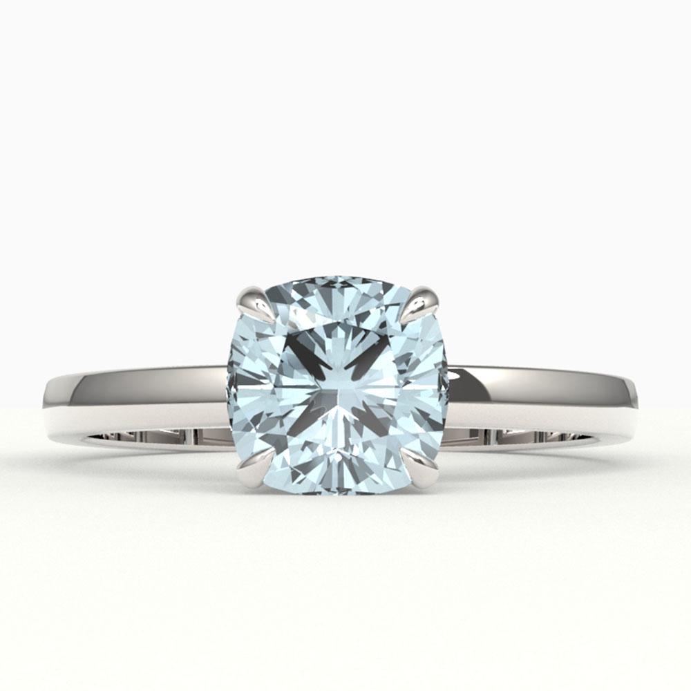 1.50 ctw Cushion Cut Aquamarine Designer Solitaire Ring: REF-25X9A - SKU: 22132 ---- 1.50 ctw Cushion Cut Aquamarine Designer Solitaire Ring 18k White Gold Designer Brand Luxury Jewelry, made in the USA Suggested Retail Price: $2,450 Factory offers perfect 