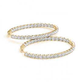 2.33 ctw Diamond VS/SI 30 MM Hoop Earrings 14k Yellow