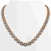 30.41 ctw Oval Cut Diamond Micro Pave Necklace 18K Rose