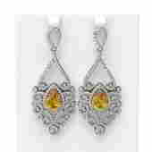 9.66 ctw Canary Citrine & Diamond Earrings 18K White