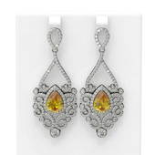 9.66 ctw Canary Citrine & Diamond Earrings 18K White