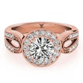 1.4 ctw Certified VS/SI Diamond Halo Ring 14k Rose Gold