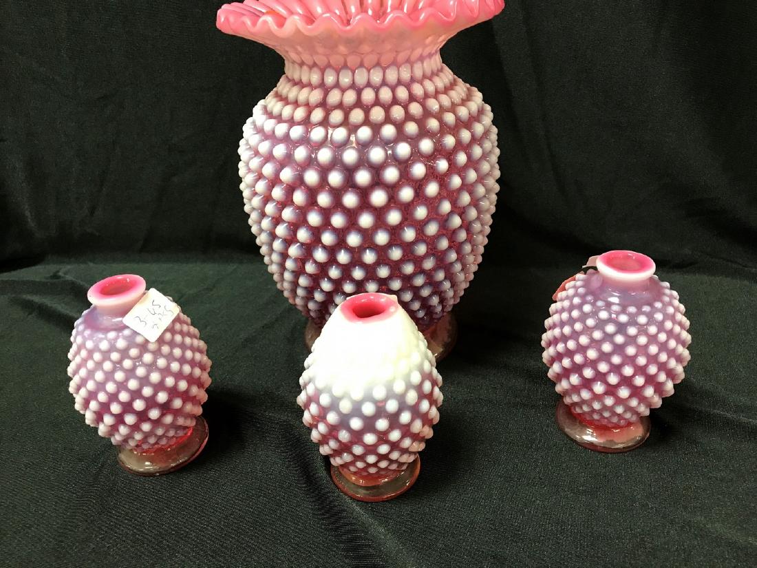 4 Pcs Cranberry Opalescent Glass (1 of 2)