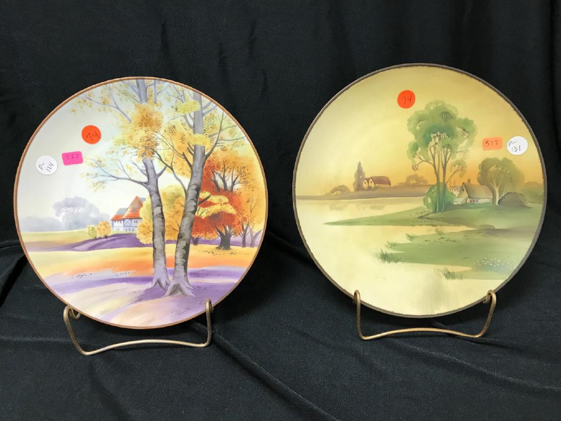 Plaque w Green Mark in Wreath Nippon Fall Scene and (1 of 3)