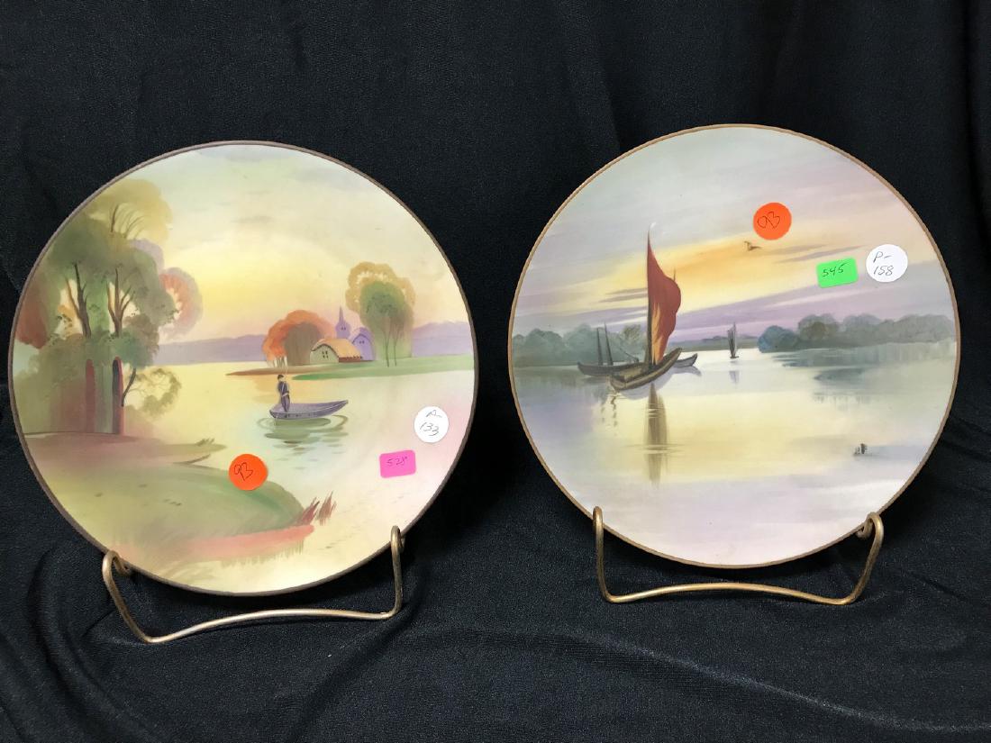 Nippon Plaque Green Mark M in Wreath Lake Scene w (1 of 3)