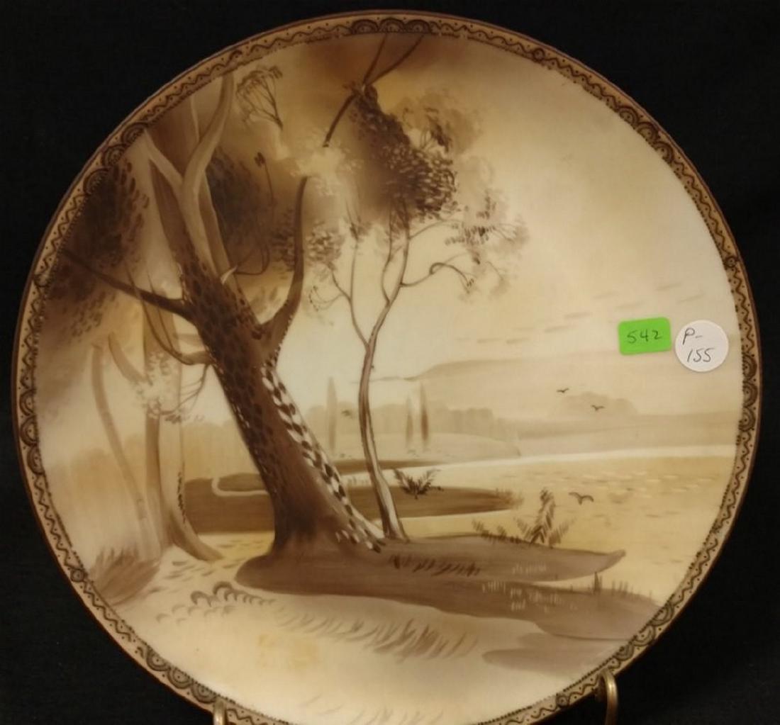 Mono Chromatic Plaque Green Mark M in Wreath Nippon: Mono Chromatic Plaque Green Mark M in Wreath Nippon Scenic 10 1/2"