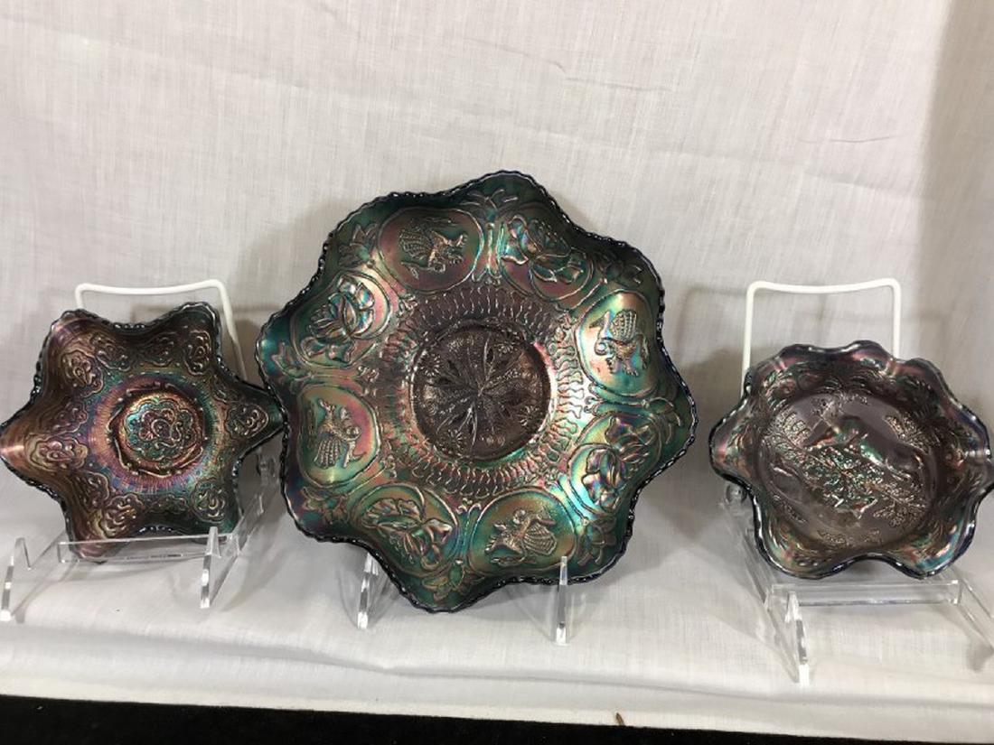 Fenton Footed Dish & 2 Bowls (1 of 4)