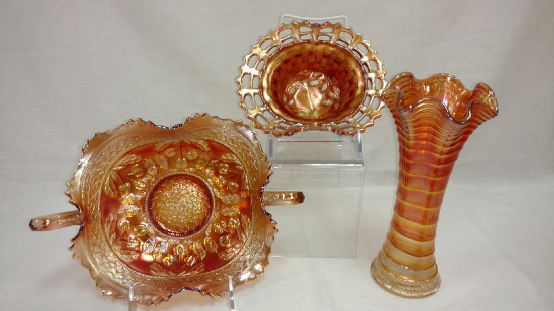 3 Pieces of Carnival Glass (1 of 3)