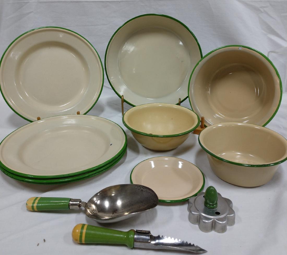 Cream & Green Enamel ware  Group (1 of 4)