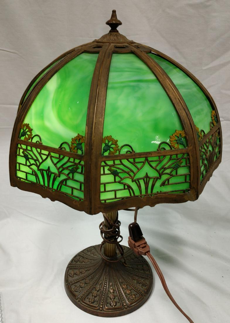 Green Slag Glass Lamp (1 of 6)