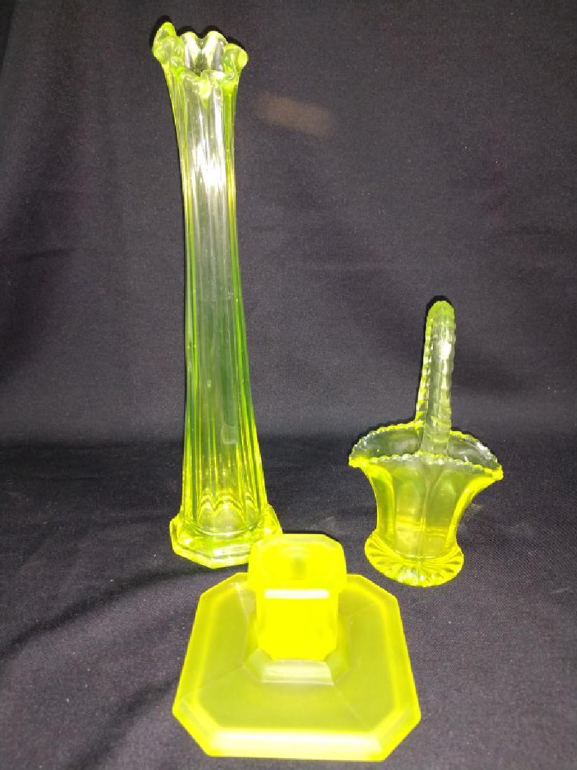 Vaseline Glass Grouping (3 pieces) (1 of 2)