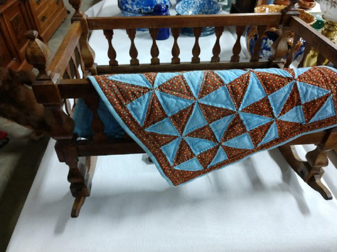 Doll Cradle & Quilted Doll Bed Spread (1 of 3)