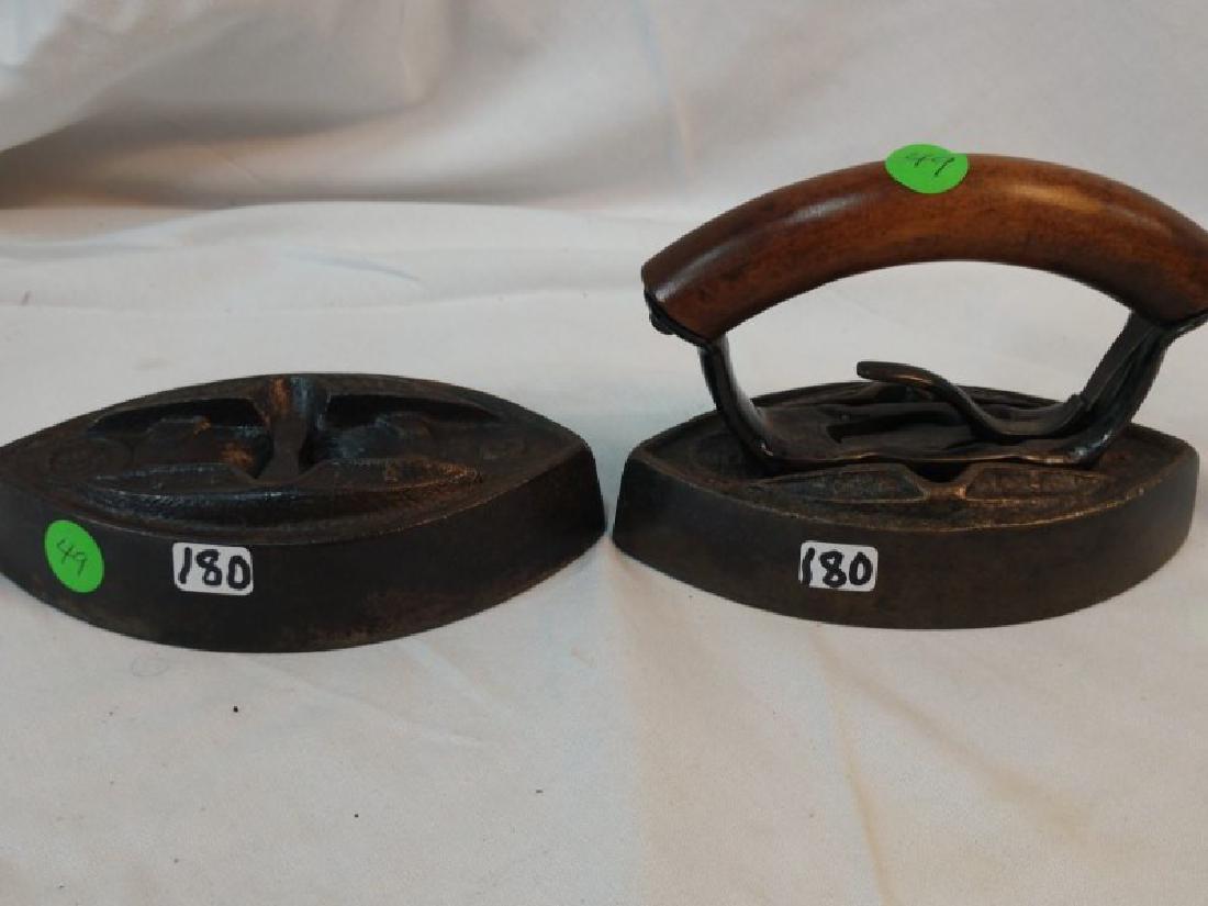 Iron - Ober #1, #3 & Handle #43: `Chagrin Falls, OH, heavy wear to lettering #1. (#1) 6 1/2"L x 3 1/8"W 1 1/2"T, (#3) 6 5/8"L x 3 5/8"W x 1 1/2"H & (#43) handle