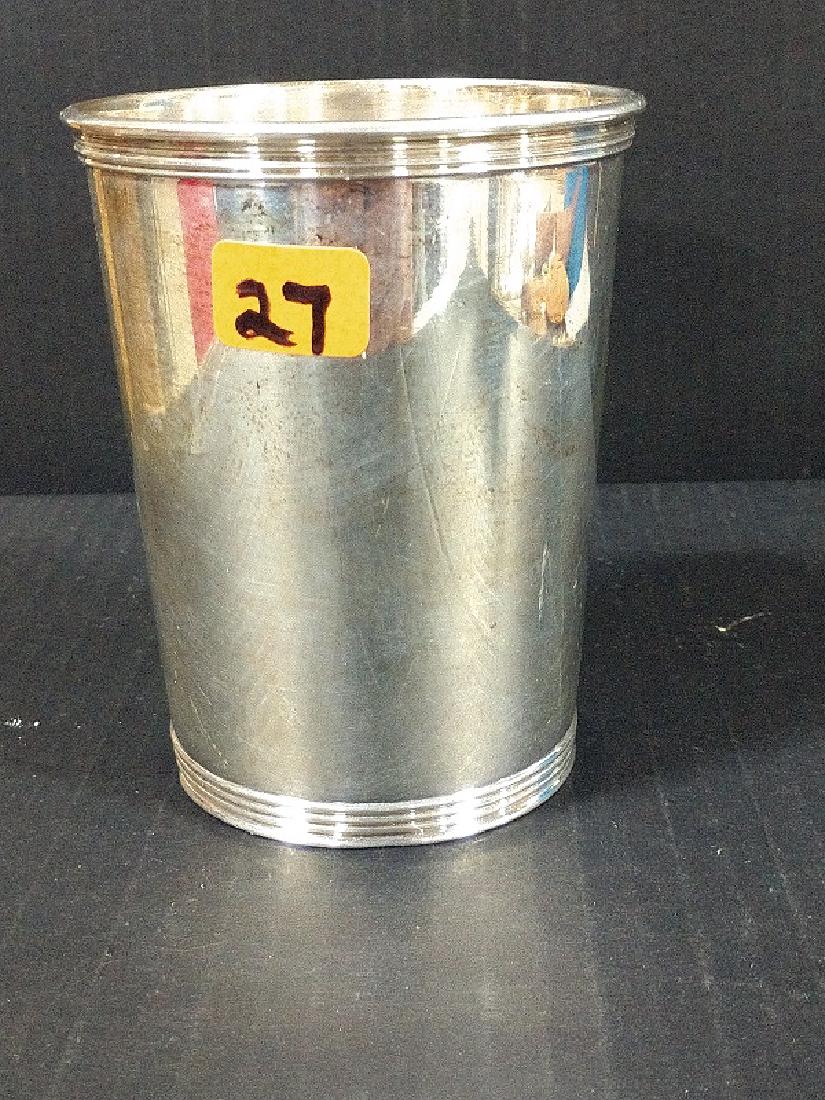 Sterling Silver - Mint Julep Cup: Sterling 2759S, engraved on bottom Sis 12-25-48 ; Dent on bottom rim. Cup design has 4 Ribs at top and bottom. 3 3/4"H x 2 15/16"W x 2 3/8"base; Approximate Weight 4.370 troy ounce